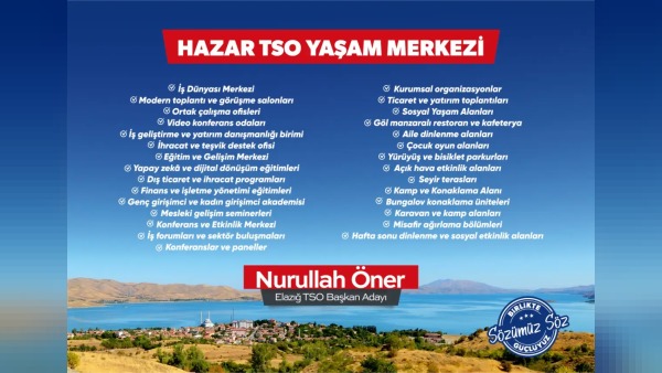 Elazığ’da Hazar TSO Yaşam Merkezi ile iş dünyasına çok işlevli yeni merkez müjdesi